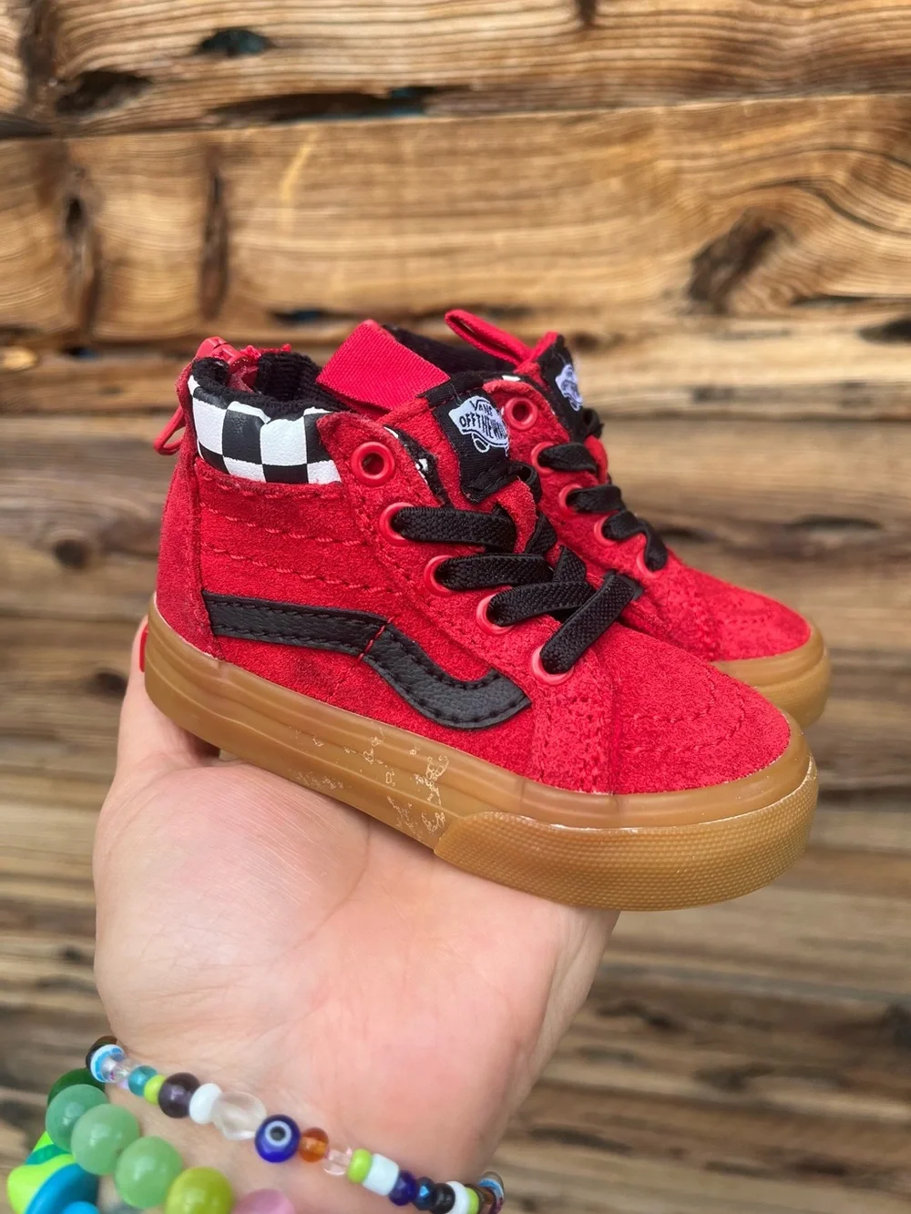 VANS | Toddler Infant Red Checker High-Top Kids Sneakers 4